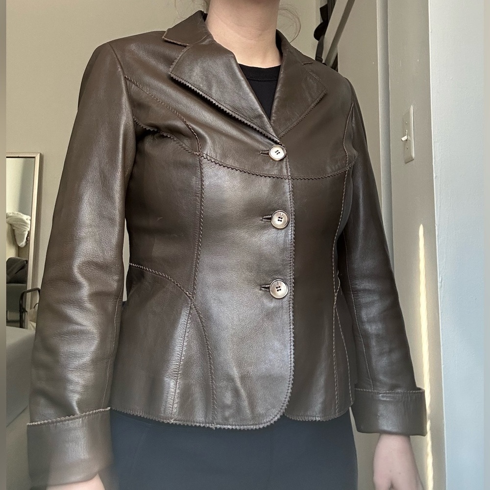 Anne Klein Brown Leather Jacket